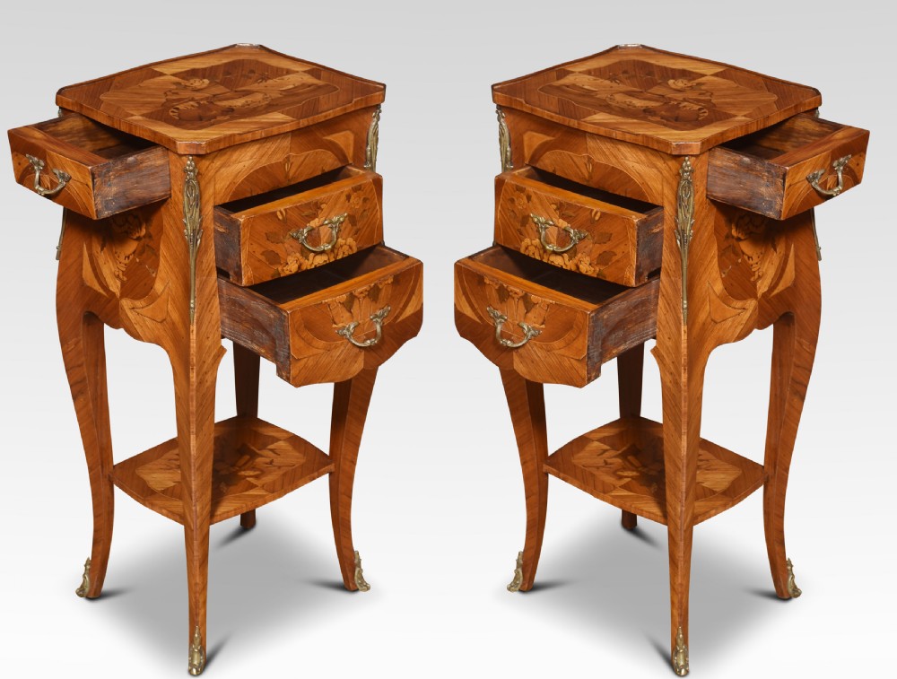 Pair of marquetry inlaid and gilt metal mounted bedside cabinets View III