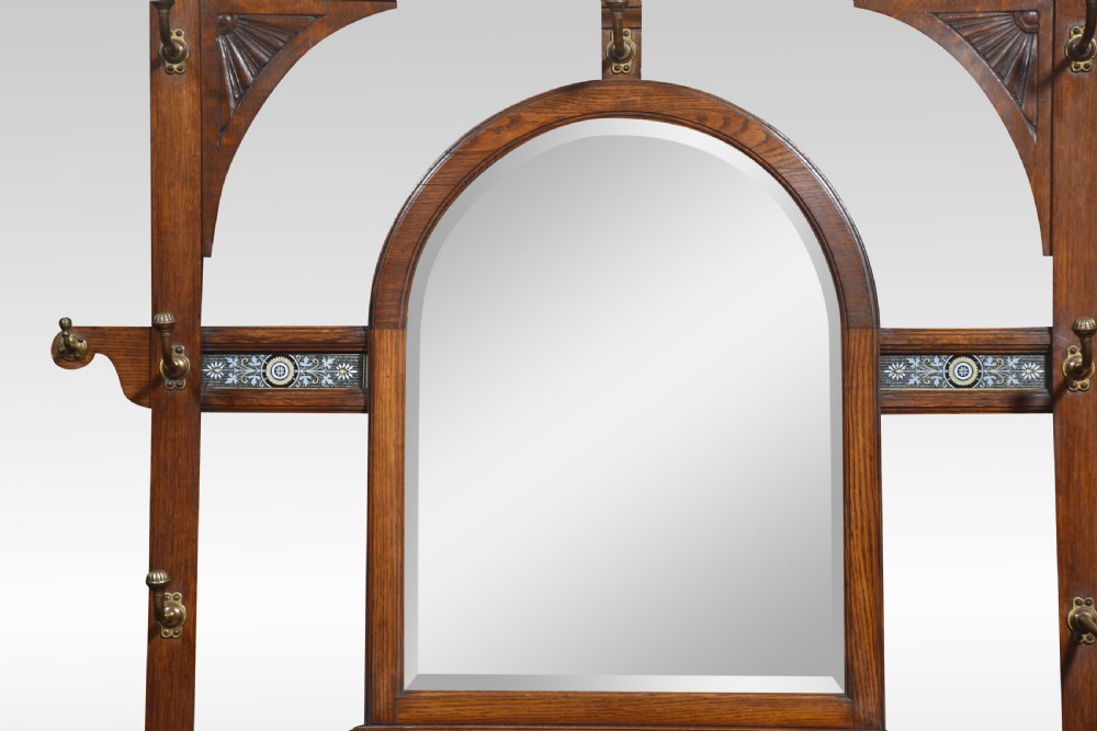 Large carved oak hall stand View II