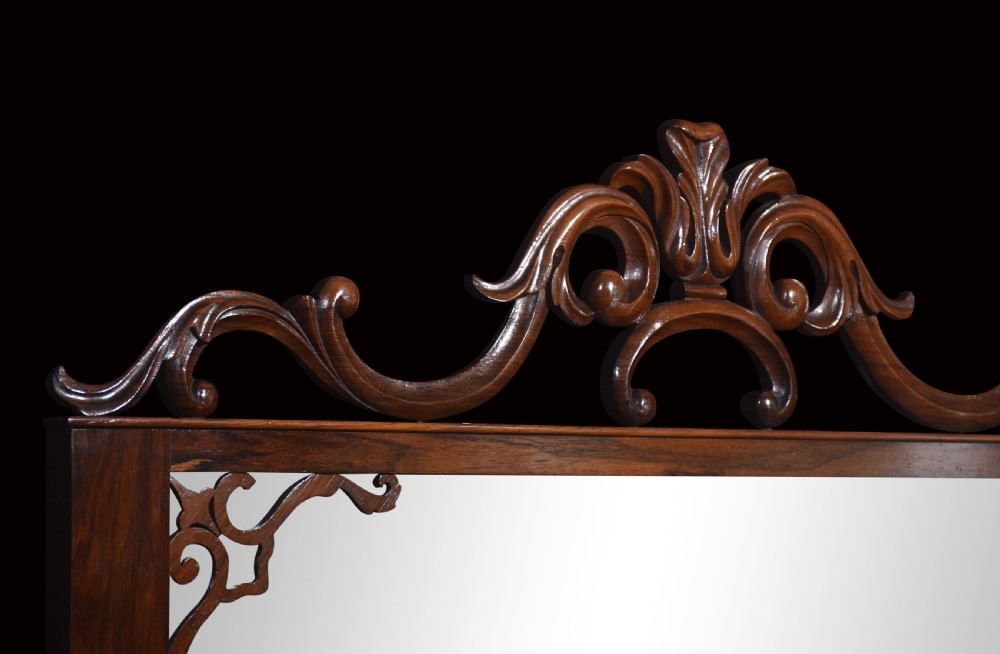Carved over-mantle rosewood wall mirror View V