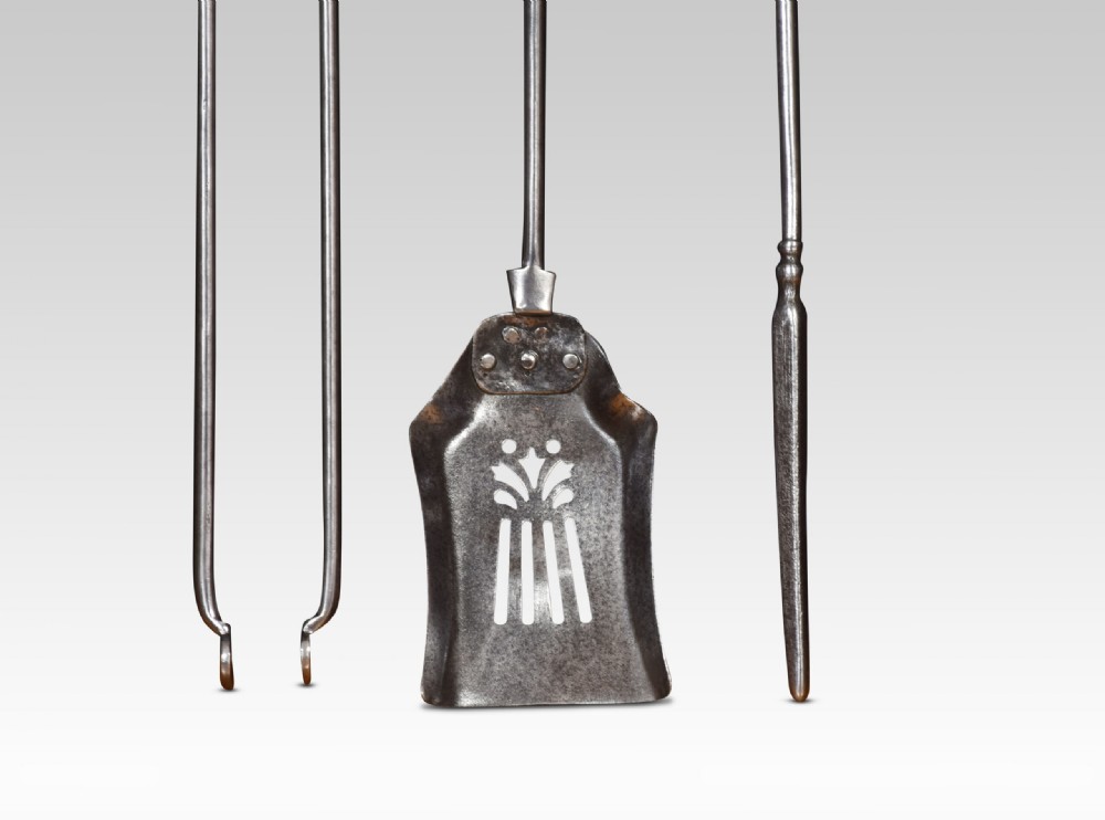 Polished Steel Triple Companion Fire Tools View II