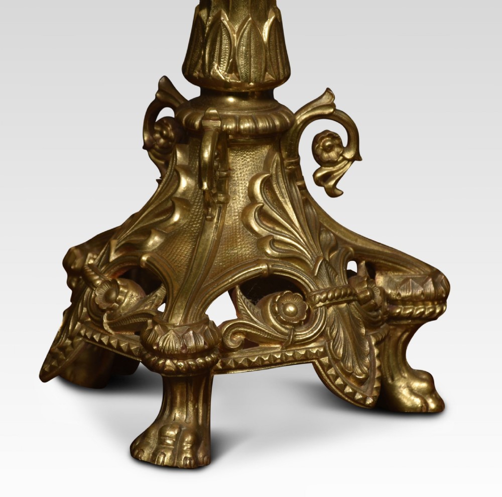 Pair Of Large 19th Century Gothic Revival Brass Candelabra View II