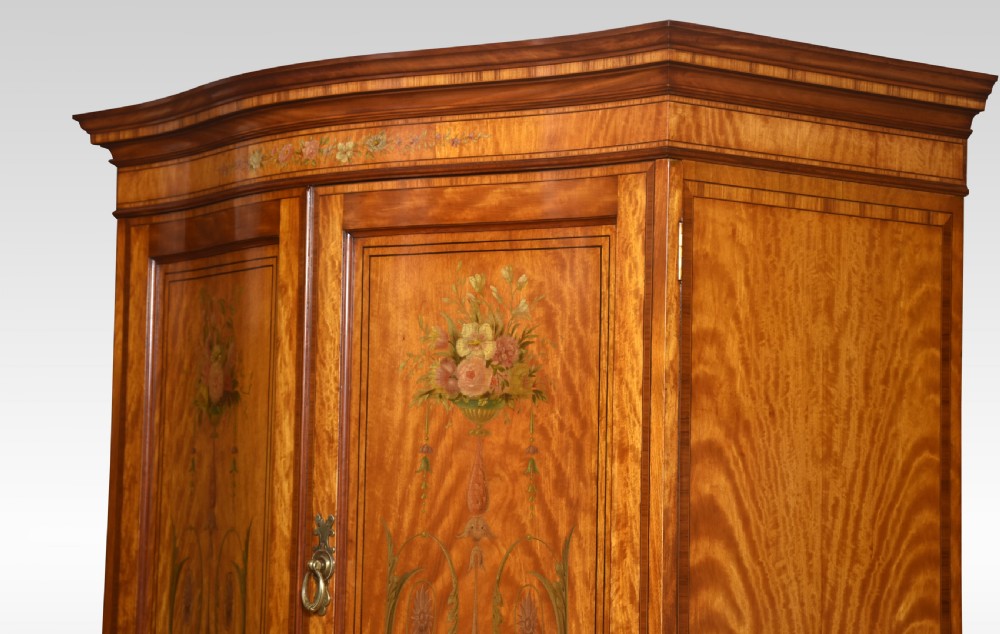 Painted satinwood serpentine two door wardrobe View X