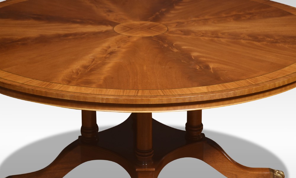 Mahogany brass inlaid circular dining table View III