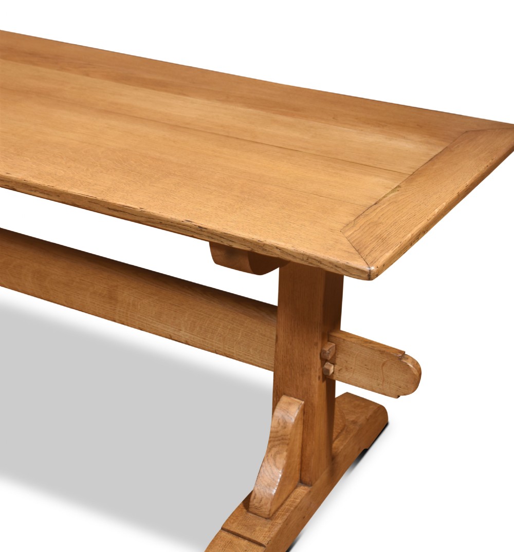 Large oak plank top refectory table View II