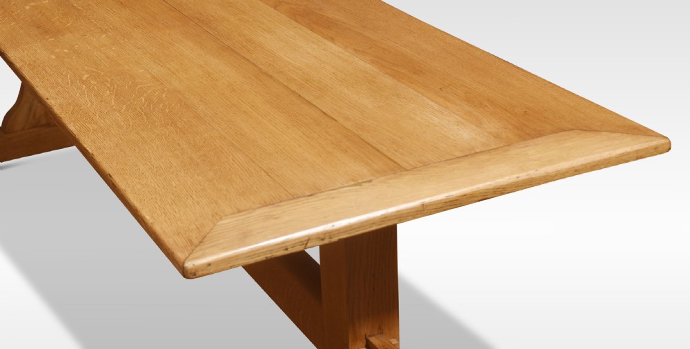 Large oak plank top refectory table View IV