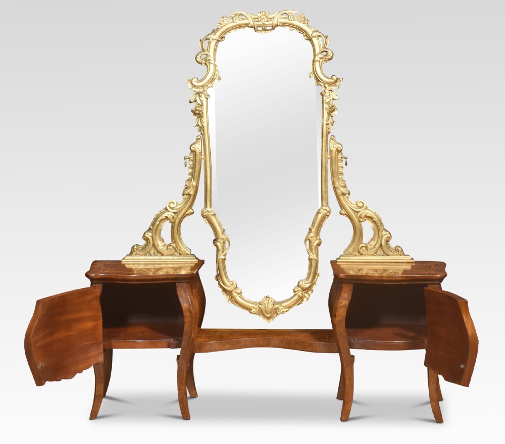 Italian giltwood and figured walnut dressing mirror View V