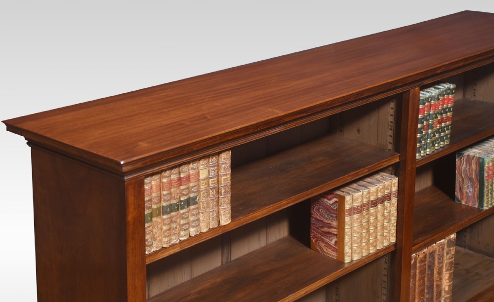 Pair of walnut dwarf open bookcases View II