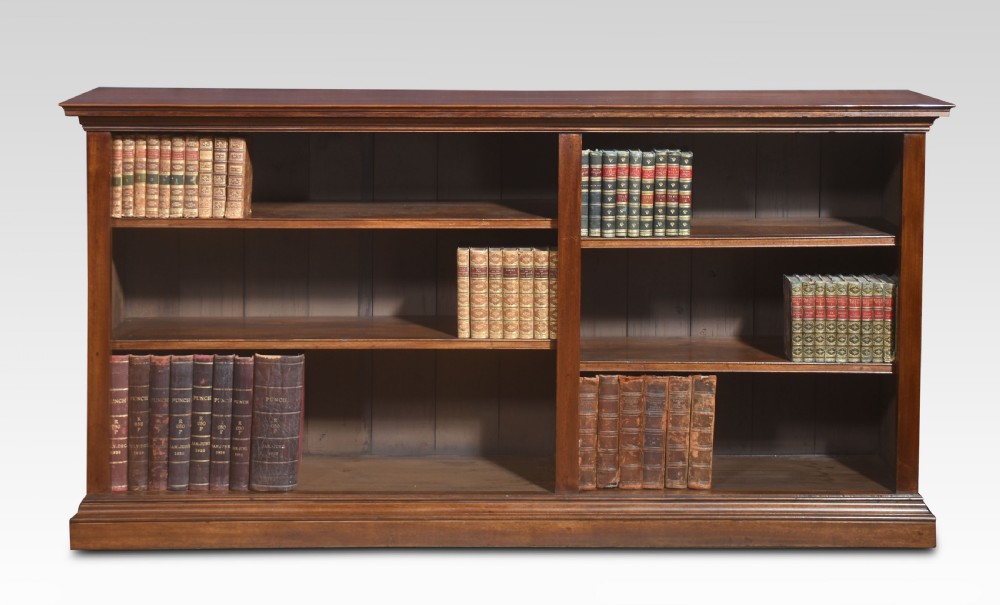 Pair of walnut dwarf open bookcases View V