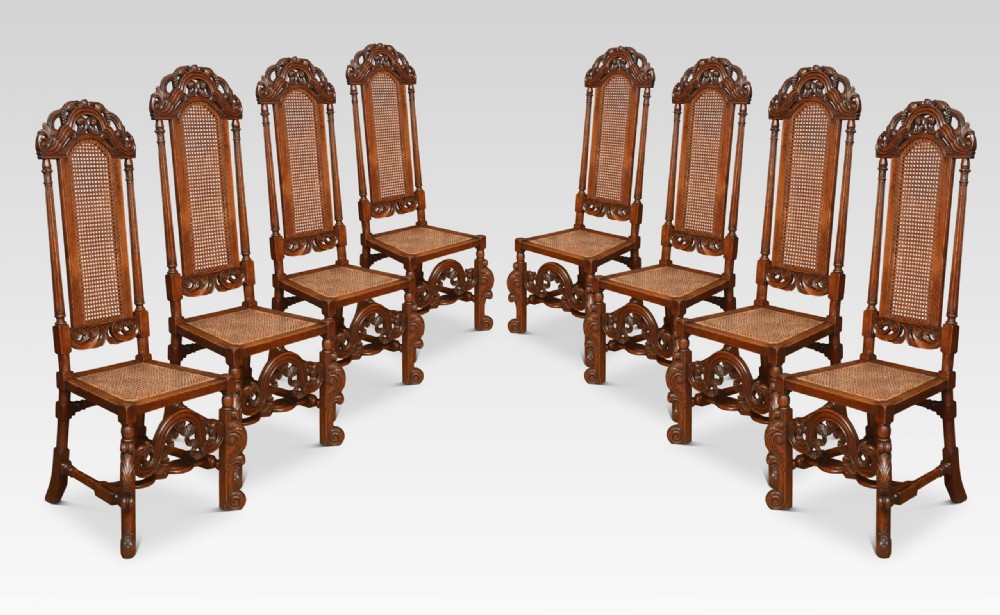 Set Of Eight Oak High Back Chairs