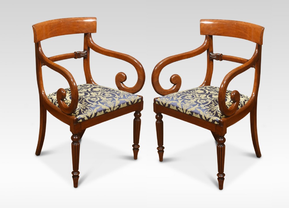 Pair Of Mahogany Carver Armchairs
