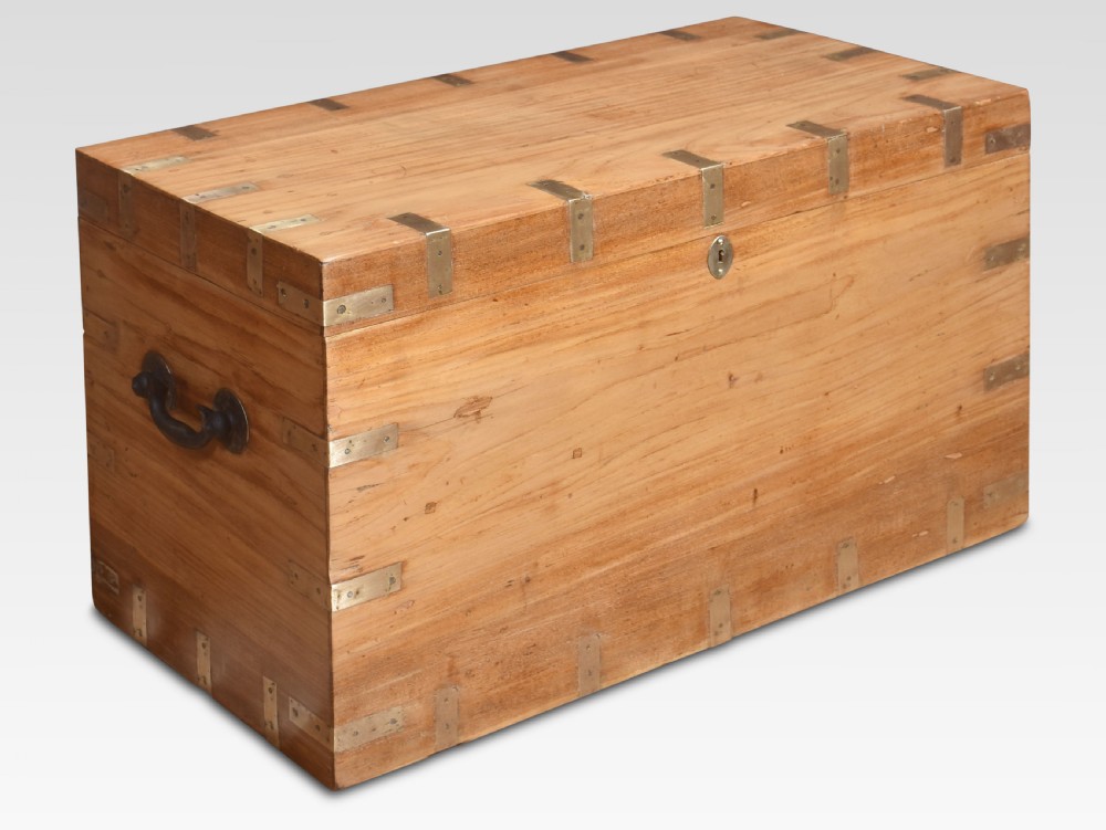 Brass bound camphor wood box