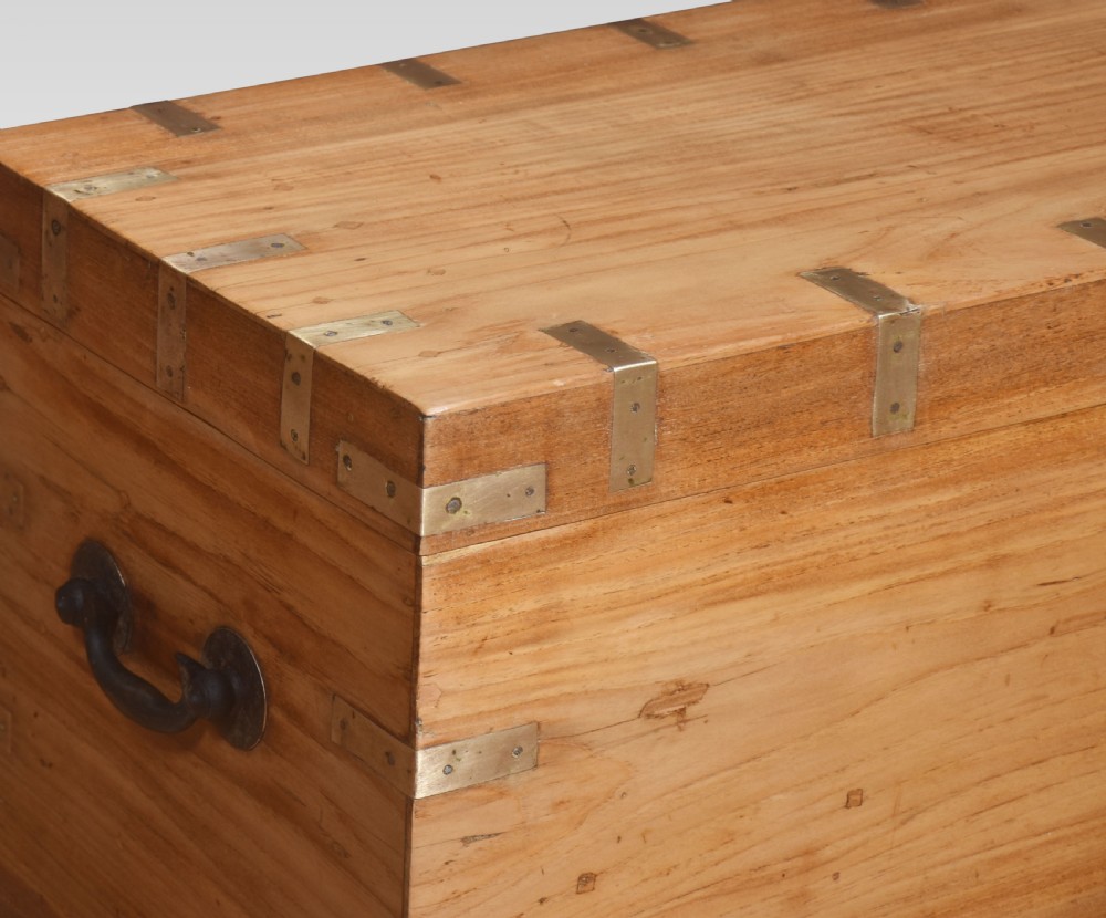 Brass bound camphor wood box View II