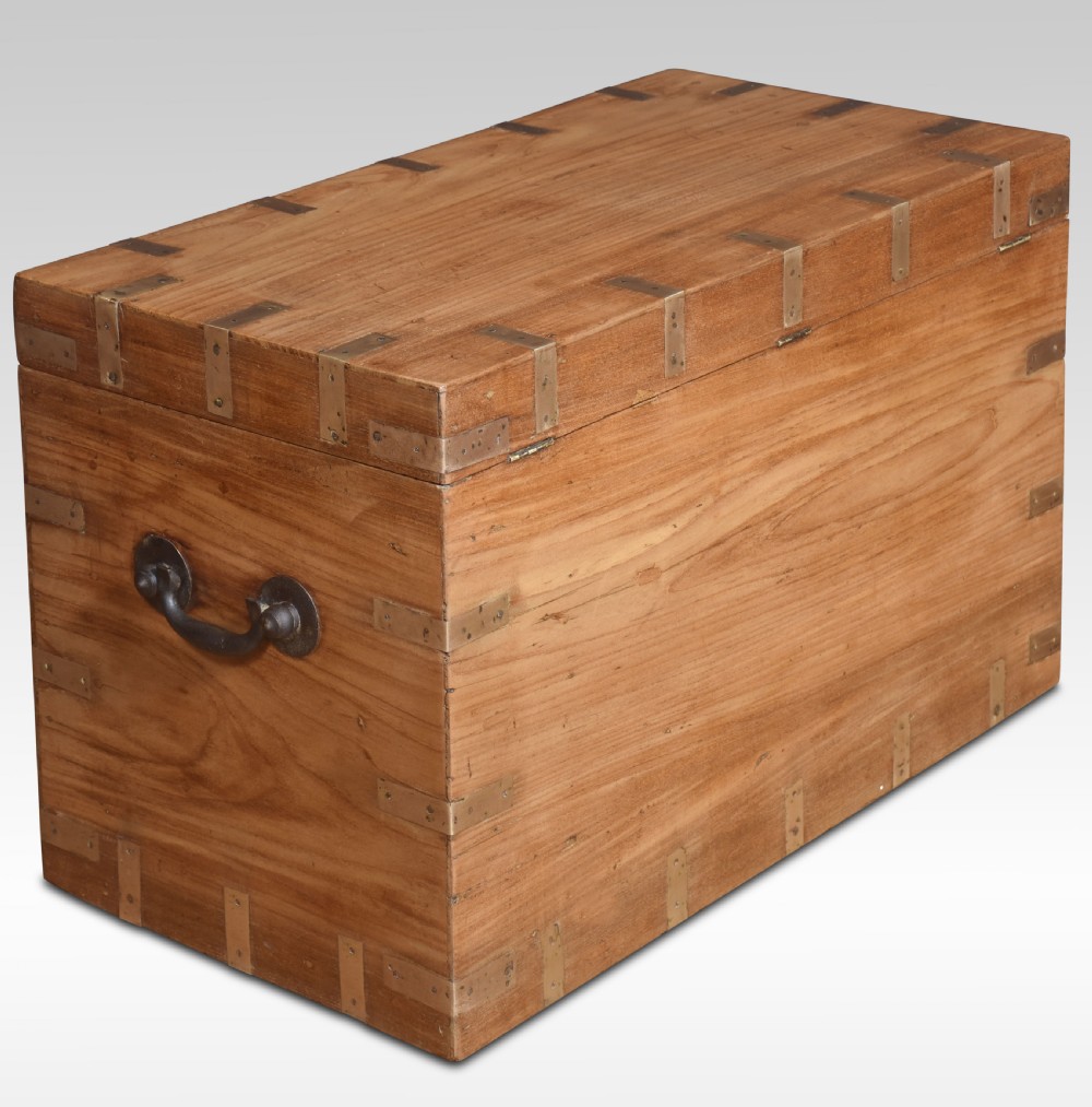 Brass bound camphor wood box View V