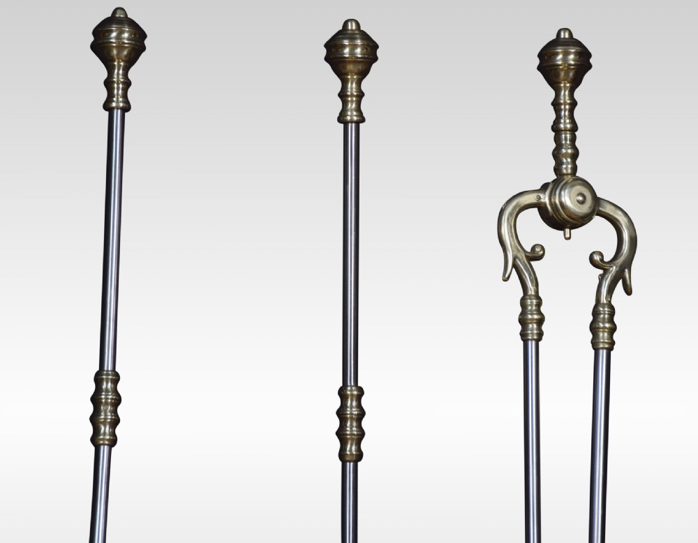 Polished Steel And Brass Triple Companion Fire Tool Set View VII