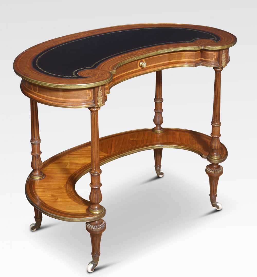 Walnut kidney shaped writing table