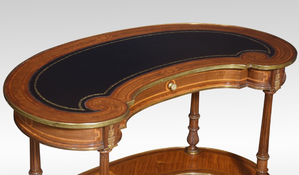 Walnut kidney shaped writing table View II