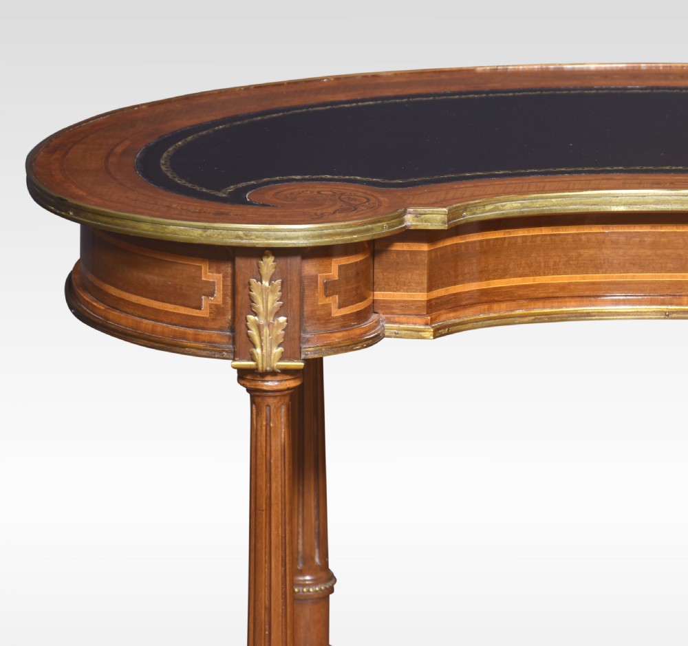 Walnut kidney shaped writing table View VI