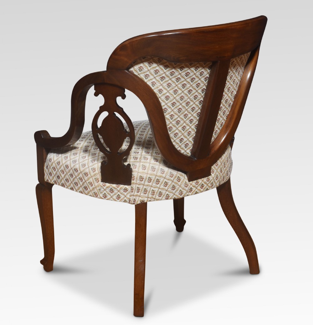 Pair of Marquetry Inlaid mahogany armchairs View V