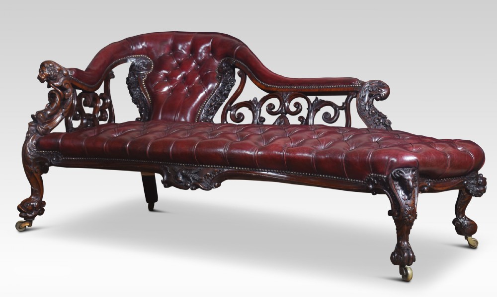 Rosewood rococo revival chaise longue View III