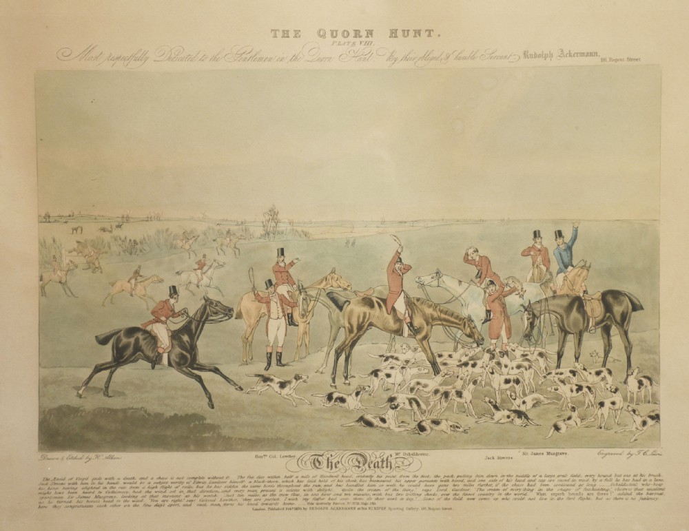 Set of eight hand-coloured Hunting prints View V