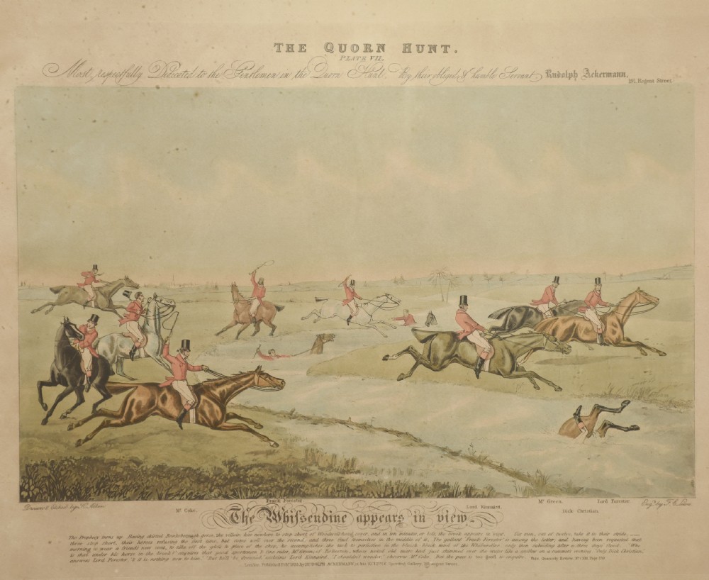 Set of eight hand-coloured Hunting prints View VI