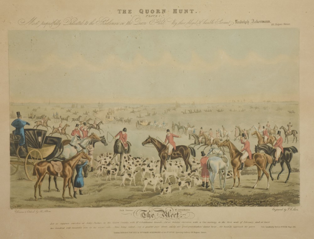 Set of eight hand-coloured Hunting prints View VII