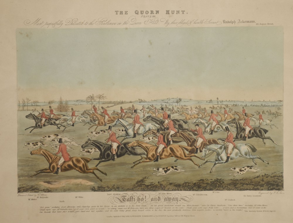 Set of eight hand-coloured Hunting prints View VIII
