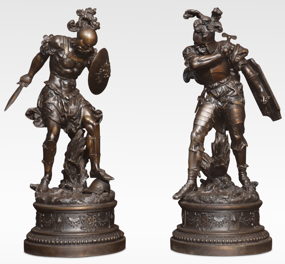 Pair of spelter figures of Warriors