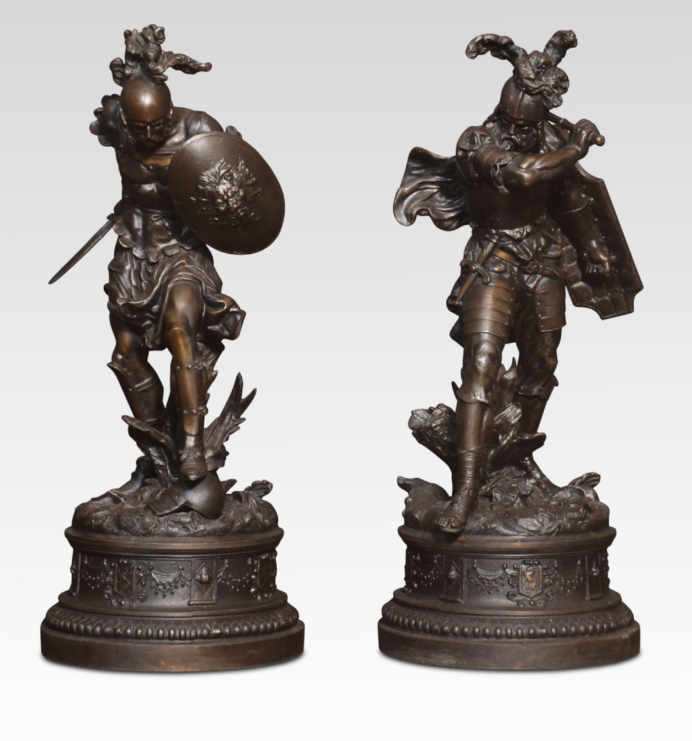 Pair of spelter figures of Warriors View III