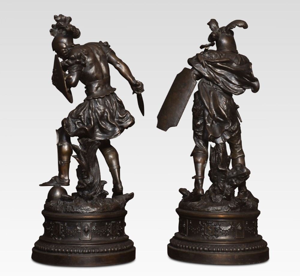 Pair of spelter figures of Warriors View VIII