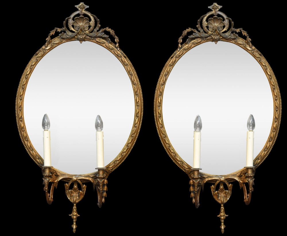Pair Of Gilt Girandole Wall Mirrors