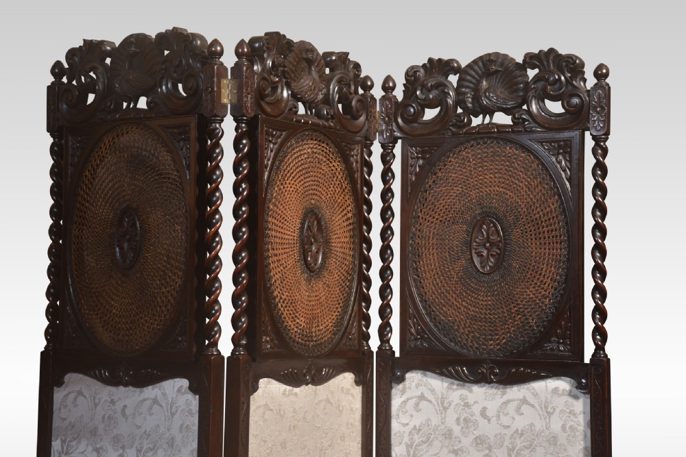 19th century oak three-panel folding screen View II