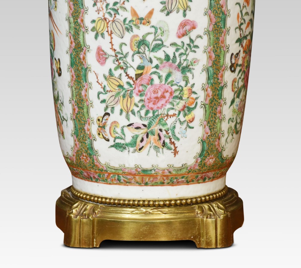 Chinese Canton Famille Rose Porcelain Vase Lamp View VI