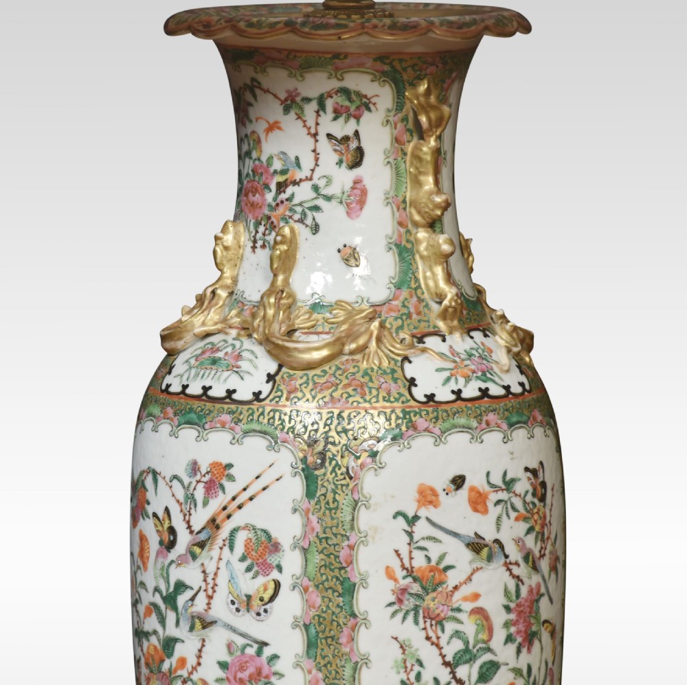 Chinese Canton Famille Rose Porcelain Vase Lamp View VII