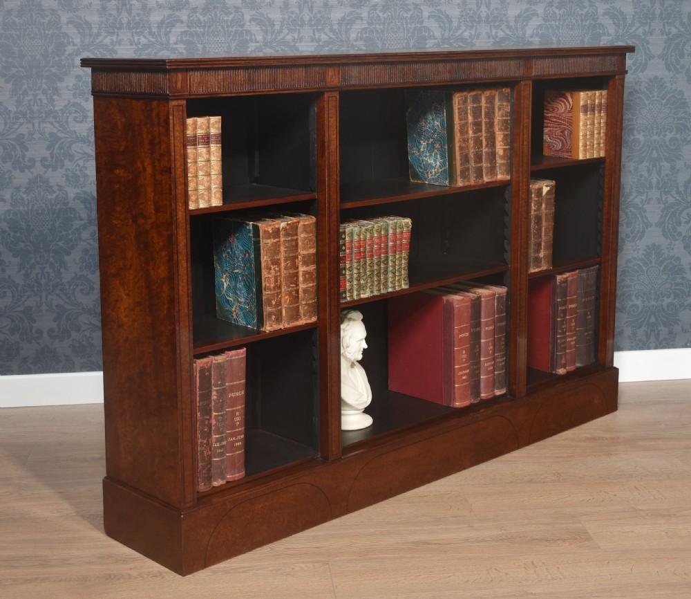 Figured mahogany open bookcase View V
