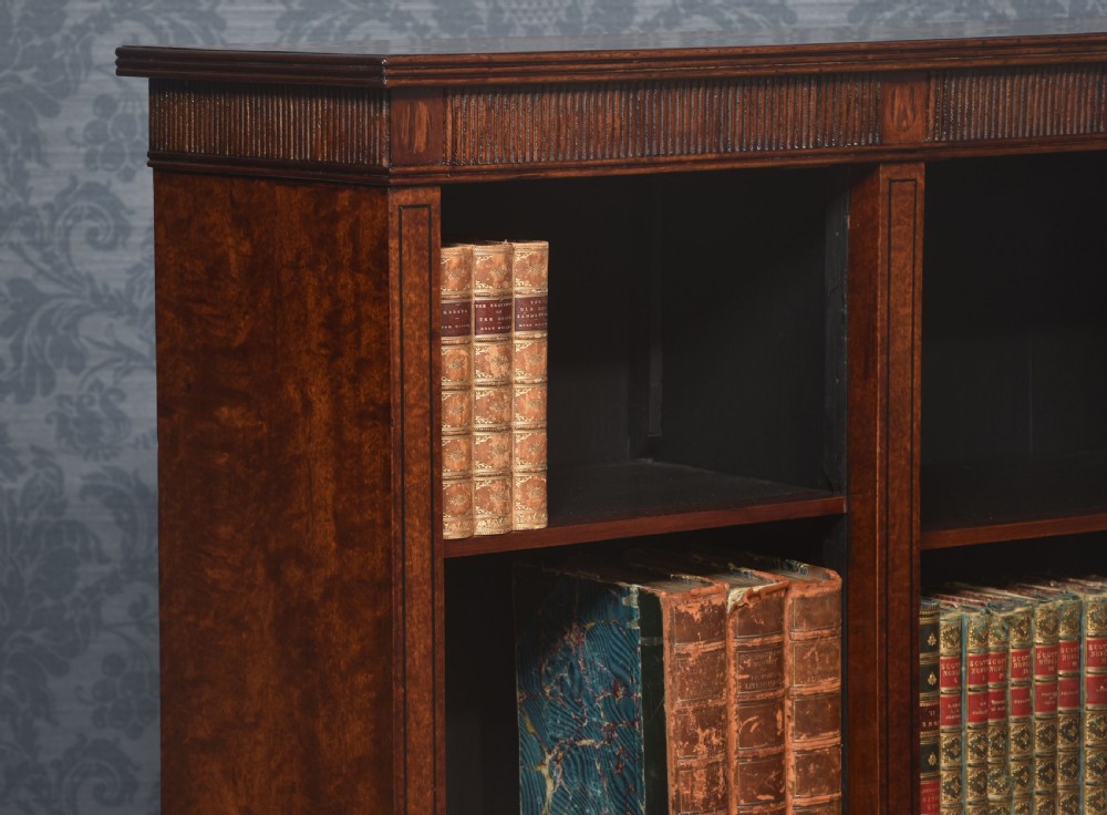 Figured mahogany open bookcase View VI