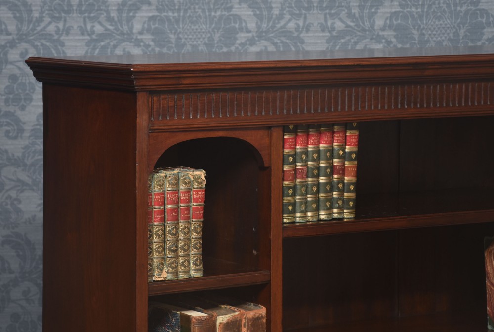 Carved walnut open bookcase View III