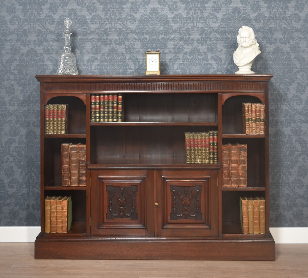 Carved walnut open bookcase View IV