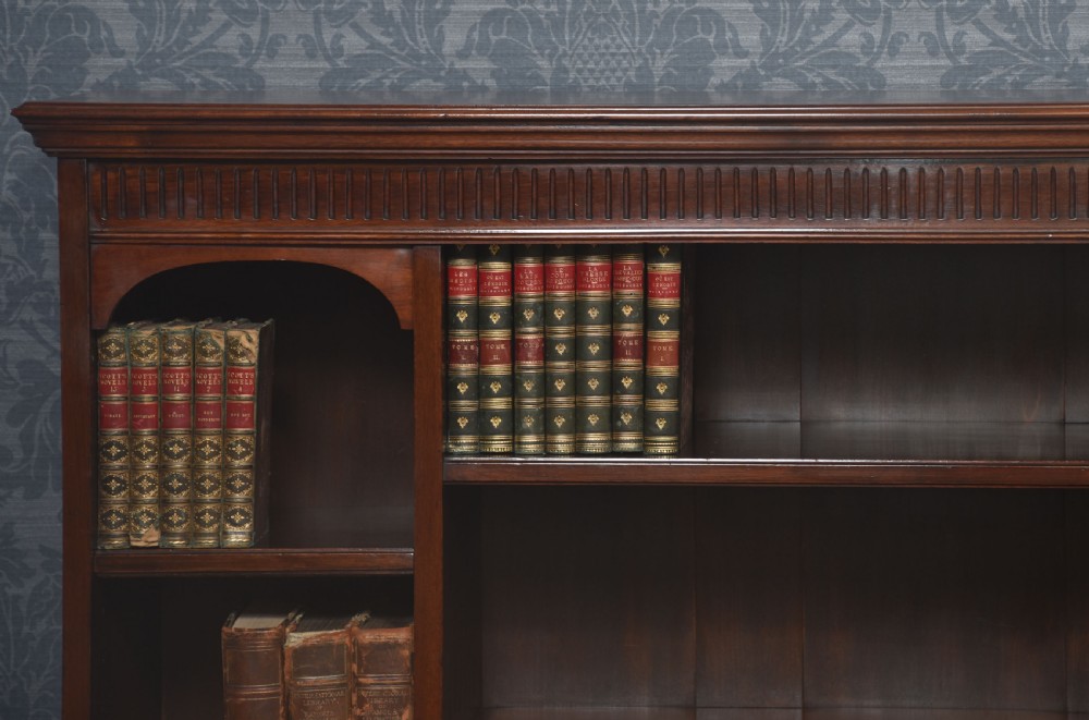 Carved walnut open bookcase View V