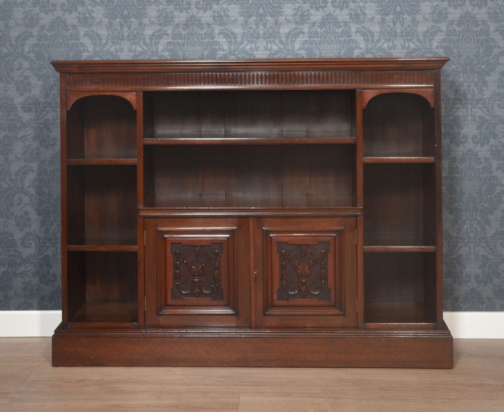 Carved walnut open bookcase View VIII