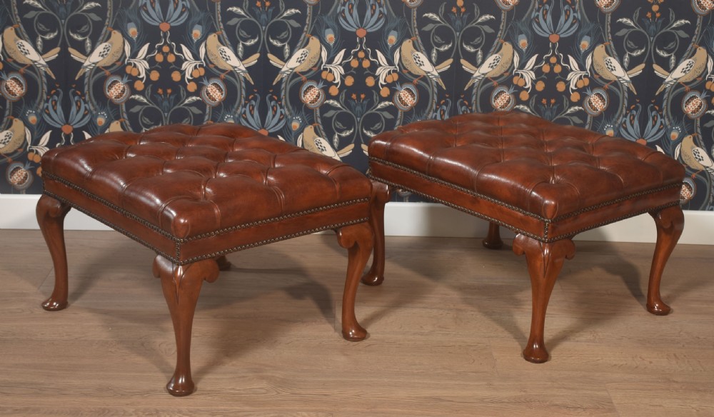 Pair Of Leather Upholstered Stools
