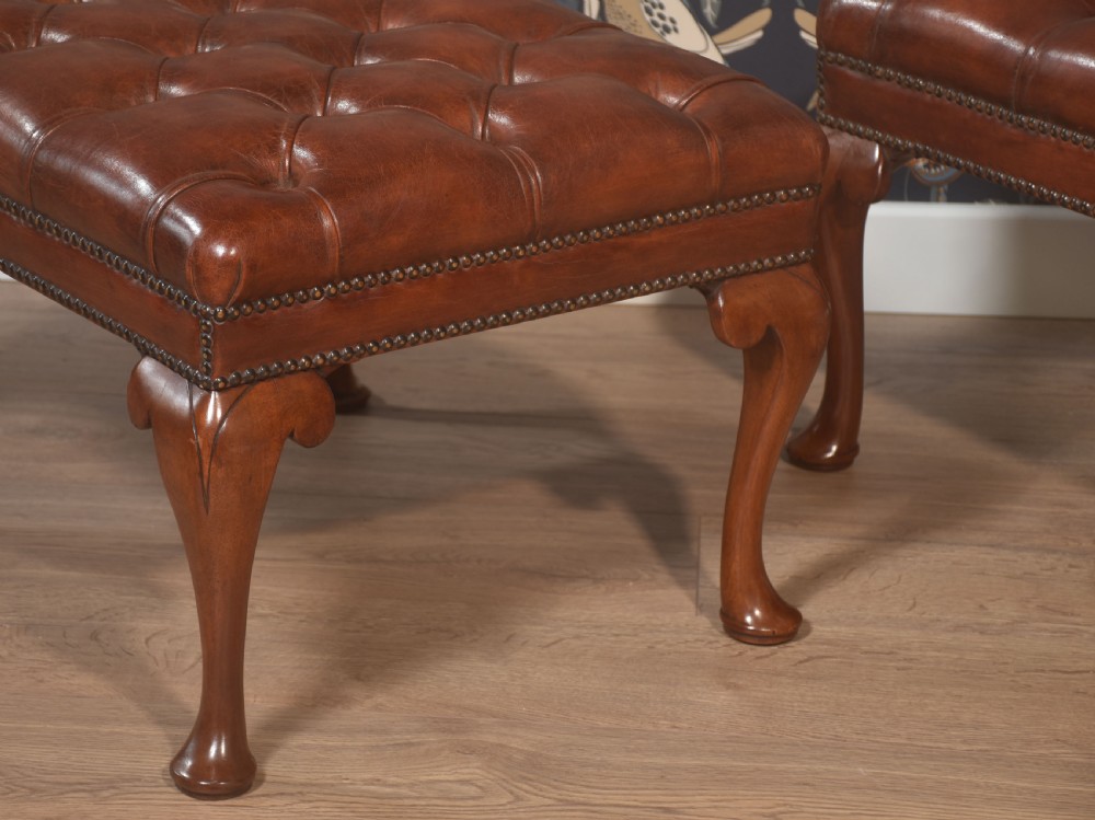 Pair Of Leather Upholstered Stools View II