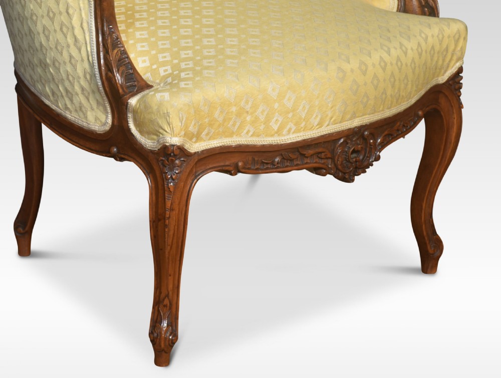 Carved walnut framed tub armchair View III