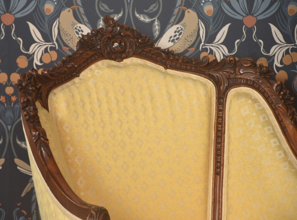 Carved walnut framed tub armchair View IX