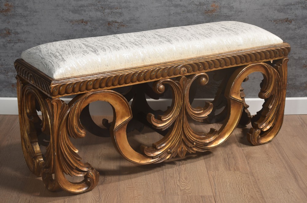 carved giltwood window seat