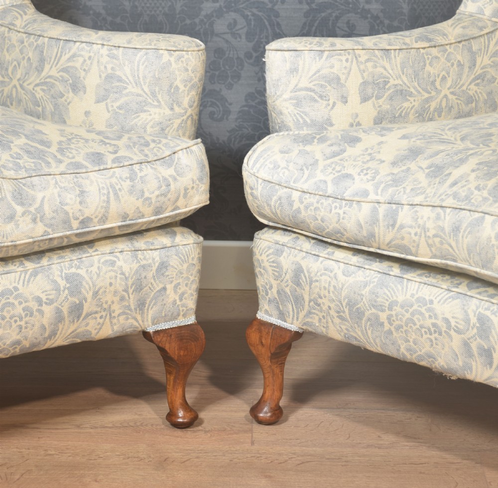 Pair of Georgian style wingback armchairs View II