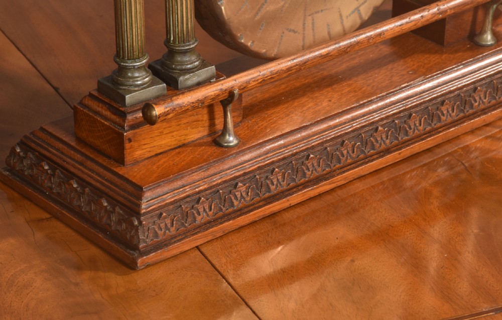 Oak and brass table gong View IV