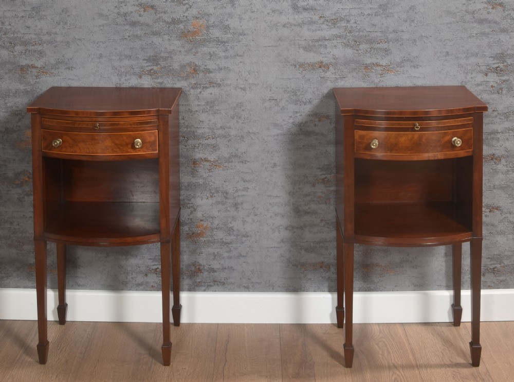Pair of string inlaid bedside table