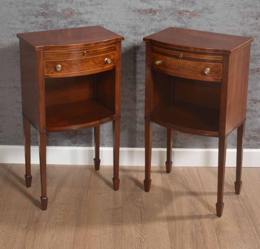 Pair of string inlaid bedside table View II