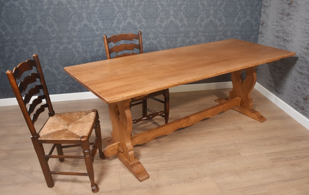 Large Oak plank top refectory table View V